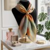 Pañuelo de Seda 50x50 con Hebilla Dorada Desmontable - Elegancia Versátil Pañuelo de Seda 50x50 con Hebilla Dorada Desmontable