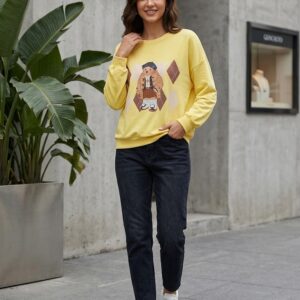 Sudadera Amarilla Oversize Oso con Boina - Talla Única