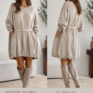 Vestido Globo con Bolsillos – Estilo Cómodo y Chic
