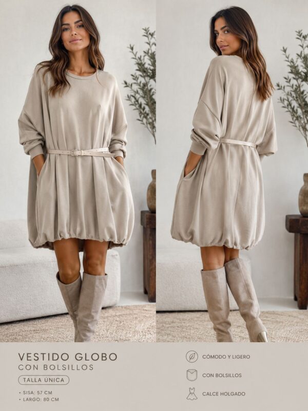 Vestido Globo con Bolsillos – Estilo Cómodo y Chic
