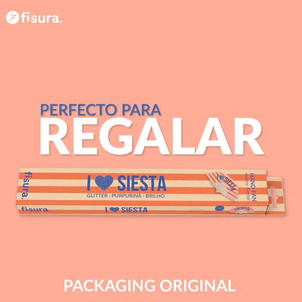 Abanico I love siesta purpurina