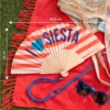 Abanico I love siesta purpurina