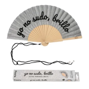 Abanico “Yo no sudo, brillo” purpurina
