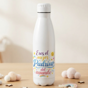 Botella Metálica Blanca "Eres el mejor Padrino del mundo"