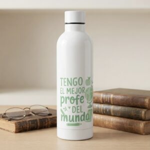 Botella Térmica Blanca "Tengo el mejor profe del mundo"