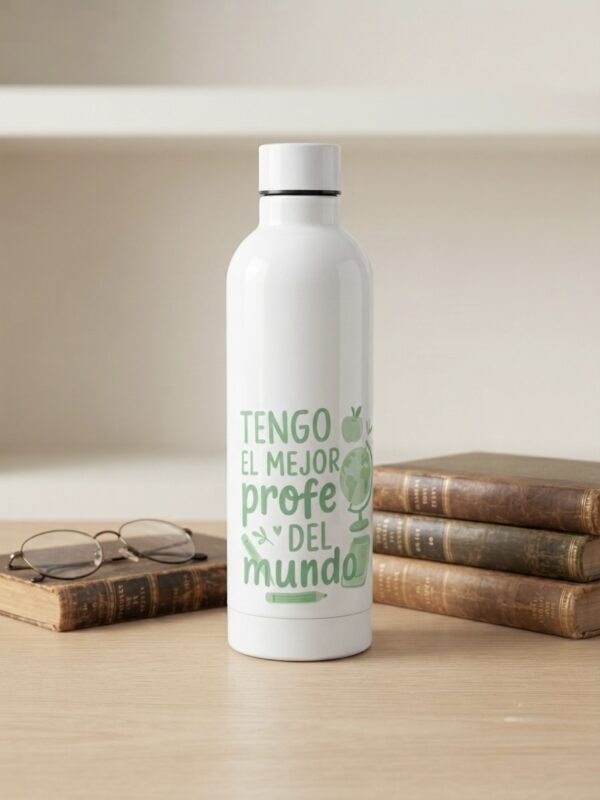 botella-profe Botella Térmica Blanca "Tengo el mejor profe del mundo"