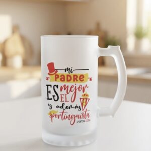 Jarra de Cerveza Esmerilada "Mi Padre es el mejor y además sportinguista"