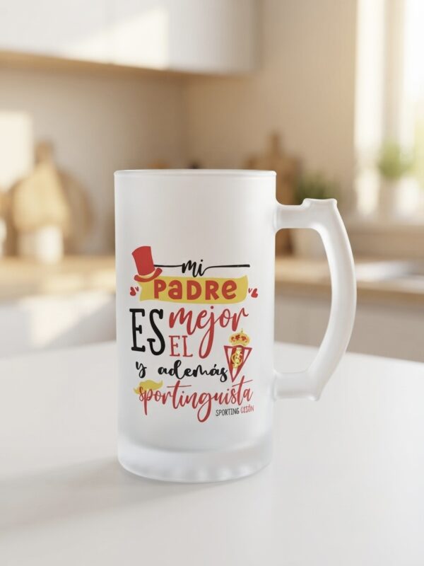 jarra-papa-sporting Jarra de Cerveza Esmerilada "Mi Padre es el mejor y además sportinguista"