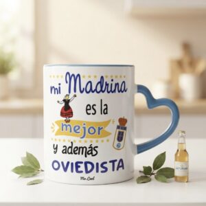 taza-madrina-oviedista Taza con Asa de Corazón "Mi Madrina es la mejor y además oviedista"