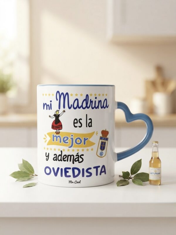taza-madrina-oviedista Taza con Asa de Corazón "Mi Madrina es la mejor y además oviedista"