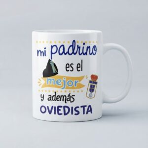 taza-padrino-oviedo Taza Original "Mi Padrino es el Mejor y además Oviedista" – Regalo Ideal para Padrinos Forofos del Real Oviedo