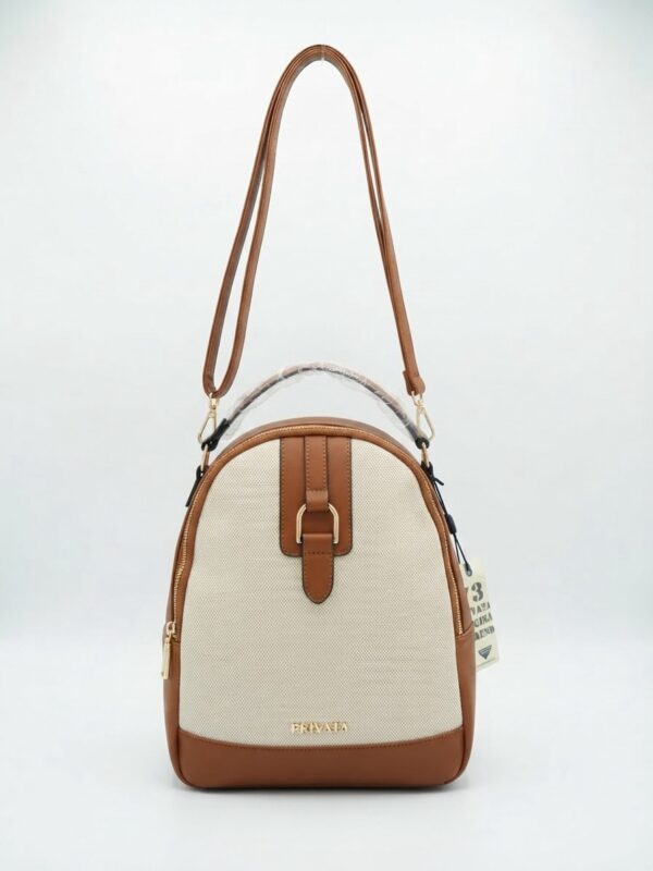 Mochila-Bolso Convertible Privata Crema y Marrón