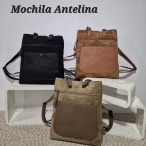 Mochila de Antelina Convertible con Bolsillo Frontal