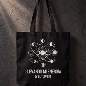 Tote Bag de Algodón Negra - Llevando mi energía (y el tupper)